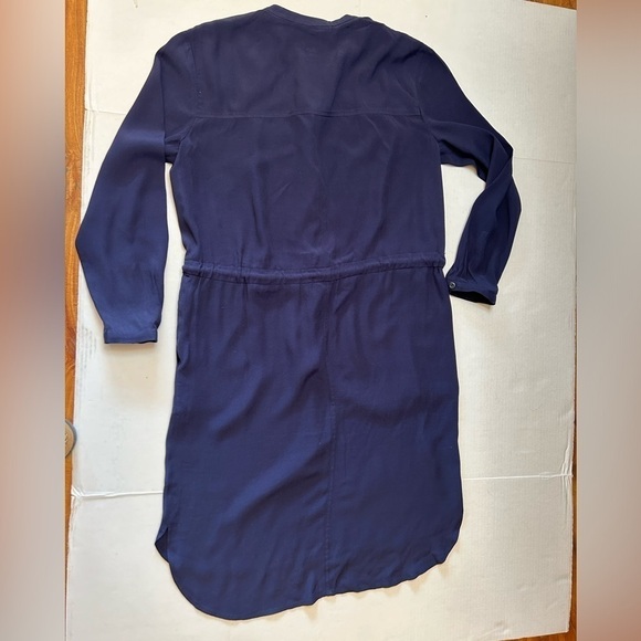 JCrew solid navy blue shift shirt dress with rope tie & elastic waist Sz-XS C19 - Picture 7 of 16